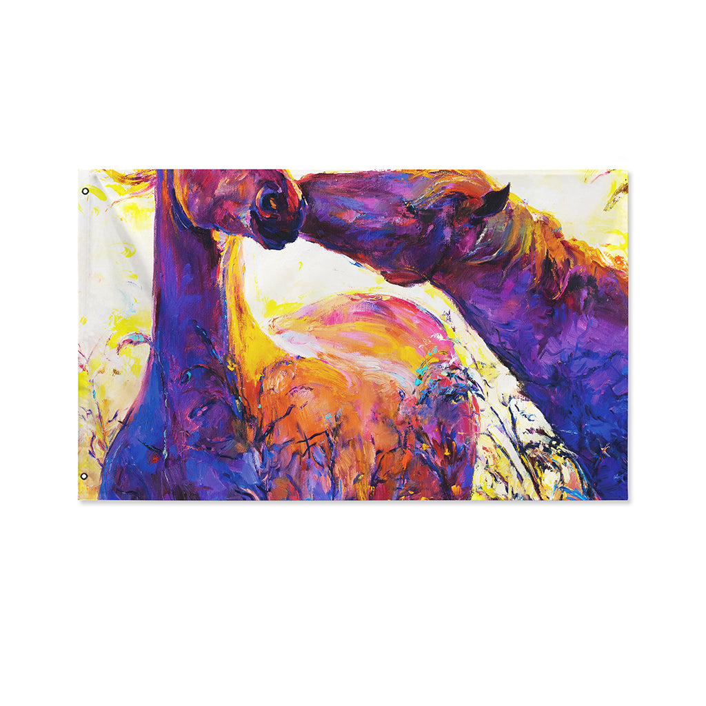 Couple Horses Portrait Print Polyester Flag