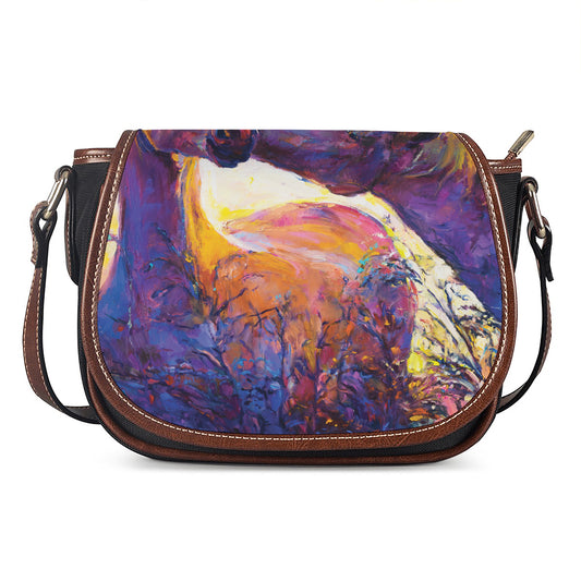 Couple Horses Portrait Print Saddle Bag