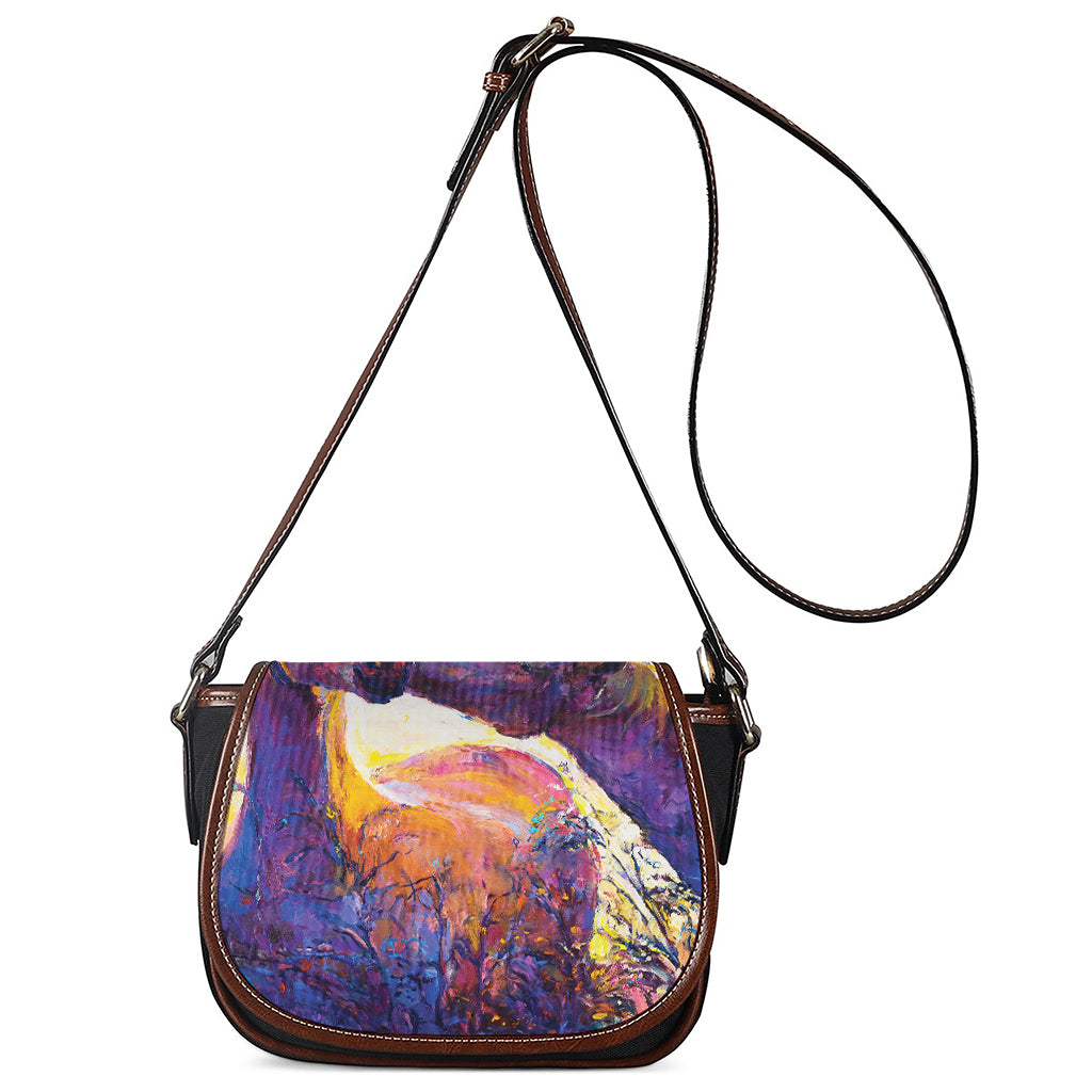 Couple Horses Portrait Print Saddle Bag