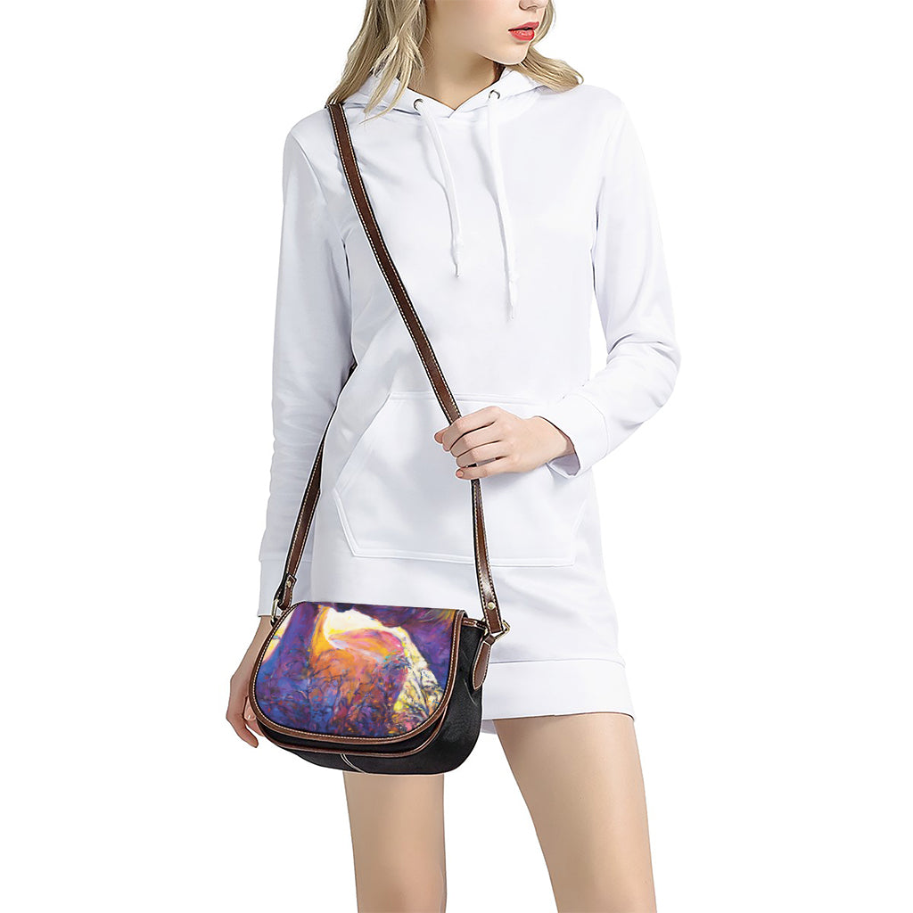 Couple Horses Portrait Print Saddle Bag