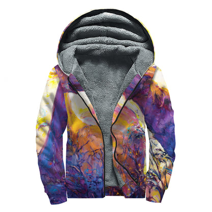 Couple Horses Portrait Print Sherpa Lined Zip Up Hoodie