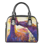 Couple Horses Portrait Print Shoulder Handbag