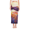 Couple Horses Portrait Print Side Slit Maxi Skirt