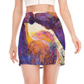 Couple Horses Portrait Print Side Slit Mini Skirt