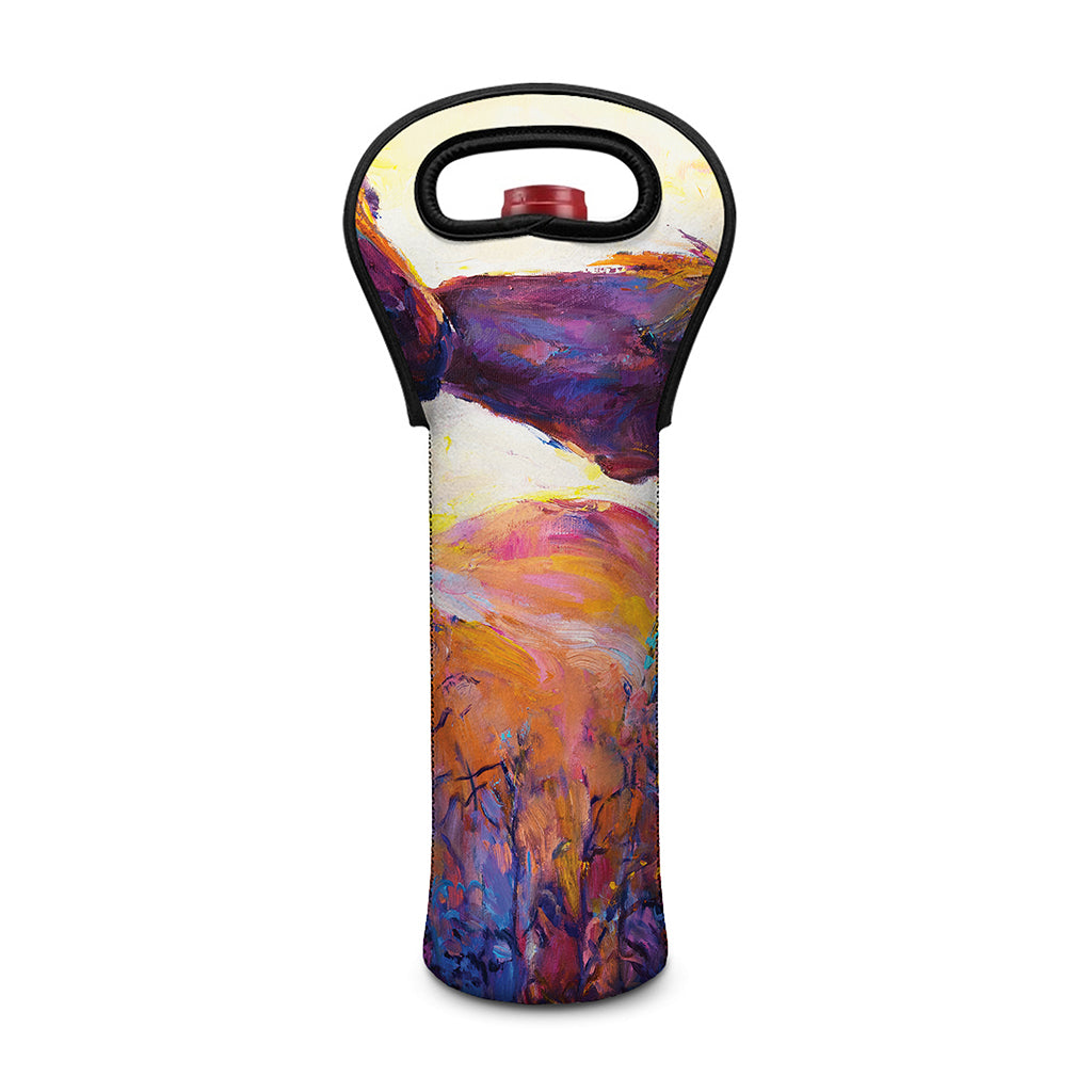 Couple Horses Portrait Print Single Neoprene Wine Tote