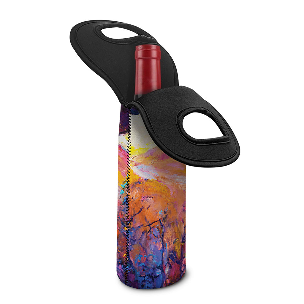 Couple Horses Portrait Print Single Neoprene Wine Tote
