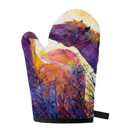 Couple Horses Portrait Print Single Oven Mitt