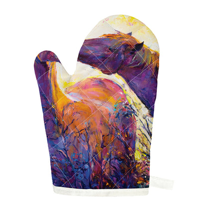 Couple Horses Portrait Print Single Oven Mitt