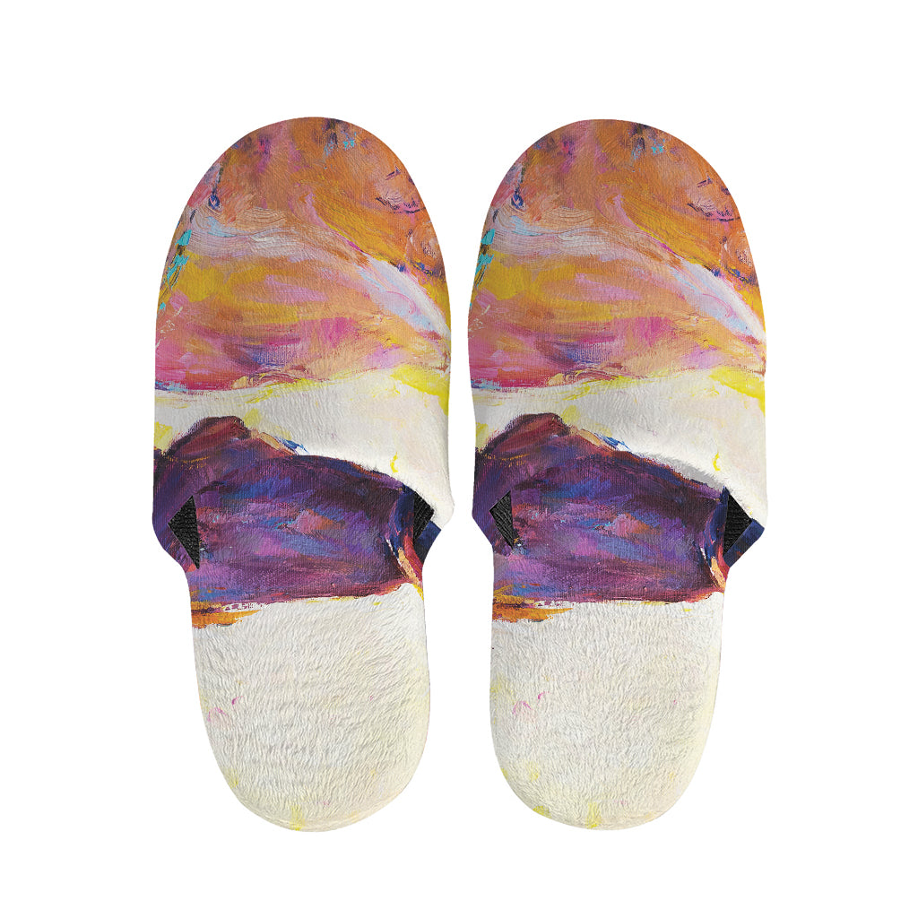 Couple Horses Portrait Print Slippers