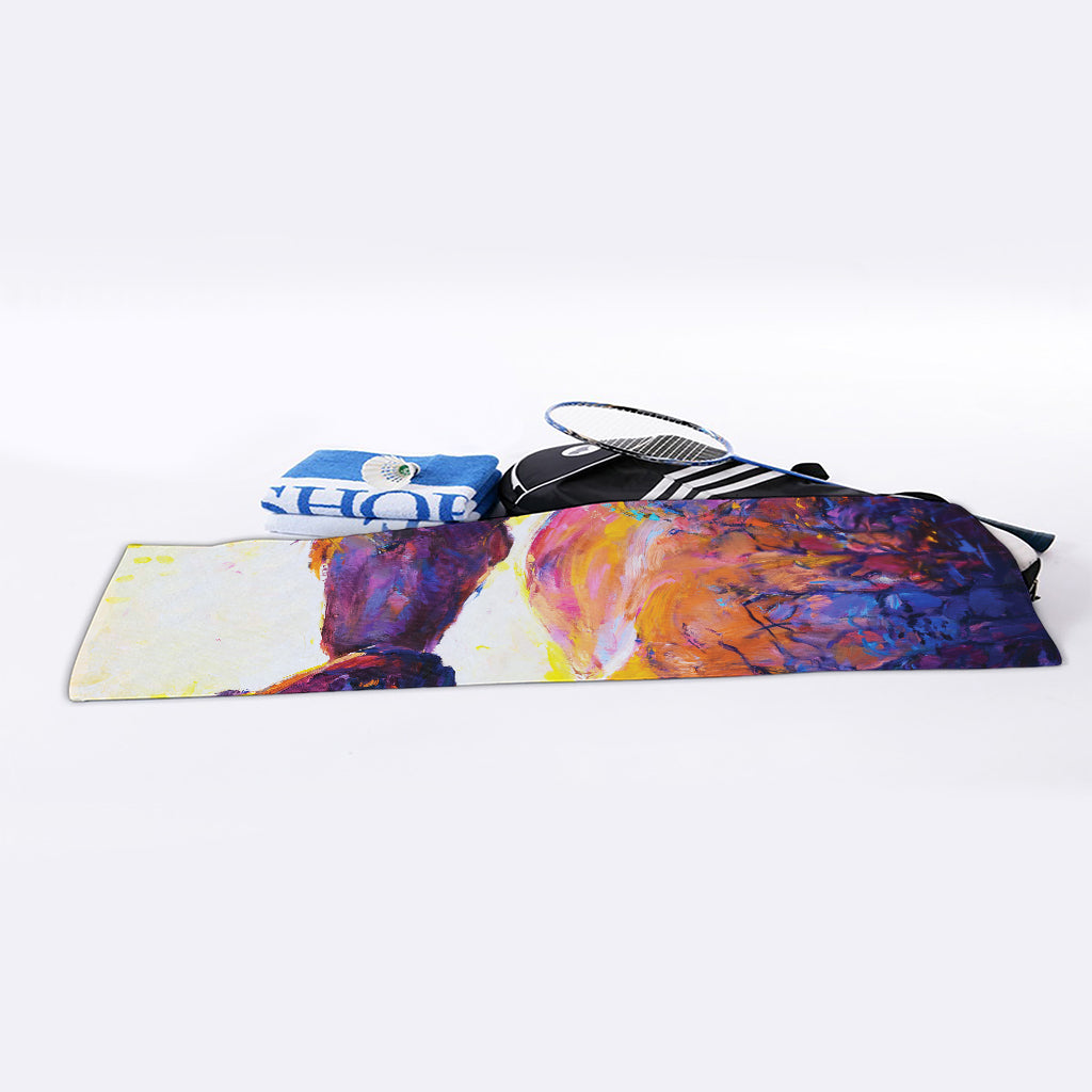 Couple Horses Portrait Print Sports Towel