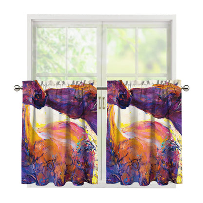 Couple Horses Portrait Print Tier Curtains