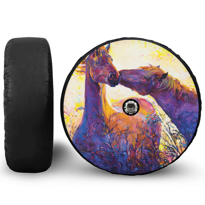 Couple Horses Portrait Print Tire Cover With Camera Hole