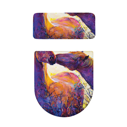 Couple Horses Portrait Print Toilet Lid And Tank Cover Set