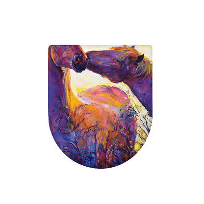 Couple Horses Portrait Print Toilet Lid Cover