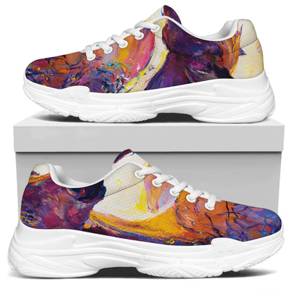 Couple Horses Portrait Print White Chunky Shoes