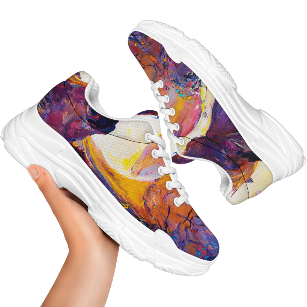 Couple Horses Portrait Print White Chunky Shoes
