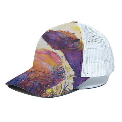 Couple Horses Portrait Print White Mesh Trucker Cap