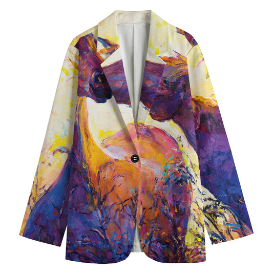 Couple Horses Portrait Print Women's Blazer