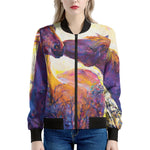 Couple Horses Portrait Print Women's Bomber Jacket