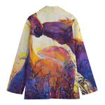Couple Horses Portrait Print Women's Cotton Blazer