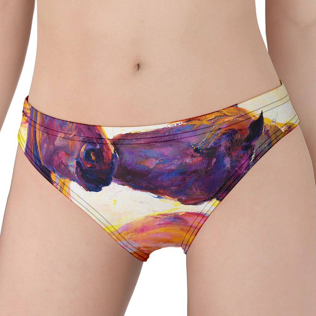 Couple Horses Portrait Print Women's Panties