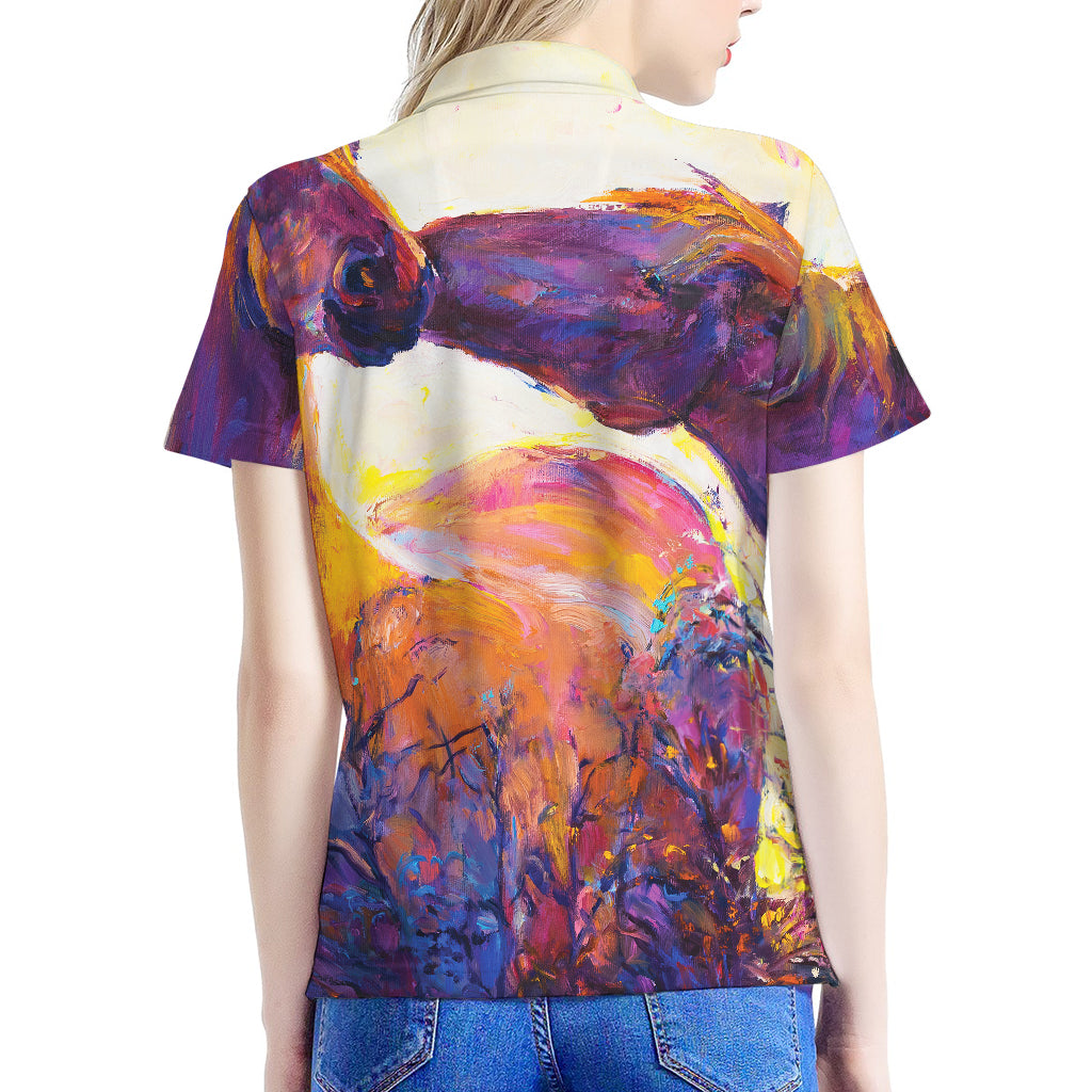 Couple Horses Portrait Print Women's Polo Shirt