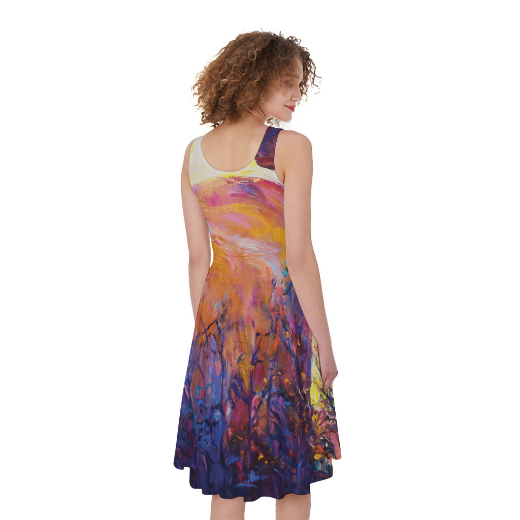 Couple Horses Portrait Print Women's Sleeveless Dress