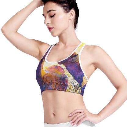 Couple Horses Portrait Print Women's Sports Bra