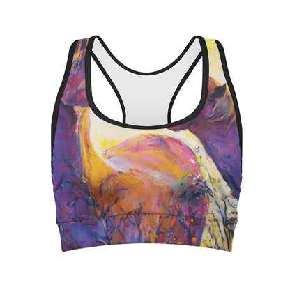 Couple Horses Portrait Print Women's Sports Bra