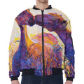 Couple Horses Portrait Print Zip Sleeve Bomber Jacket