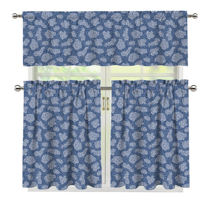 Cow Denim Jeans Pattern Print 3 Piece Kitchen Curtains