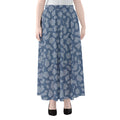 Cow Denim Jeans Pattern Print Chiffon Maxi Skirt