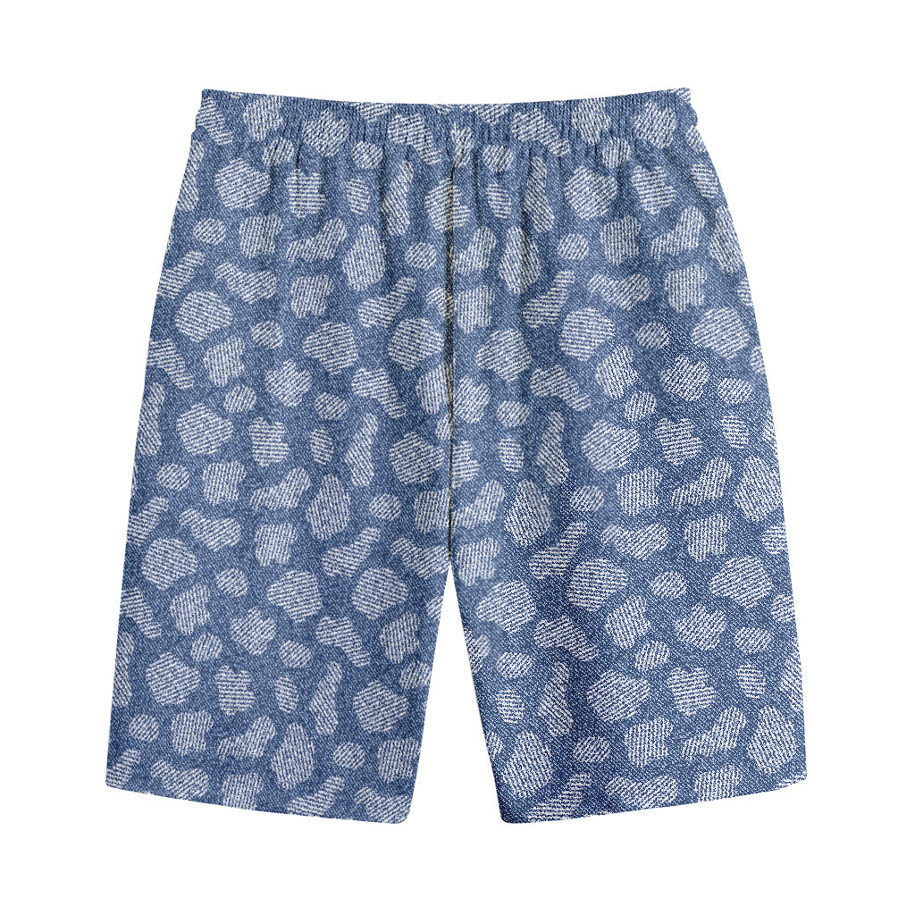 Cow Denim Jeans Pattern Print Cotton Shorts