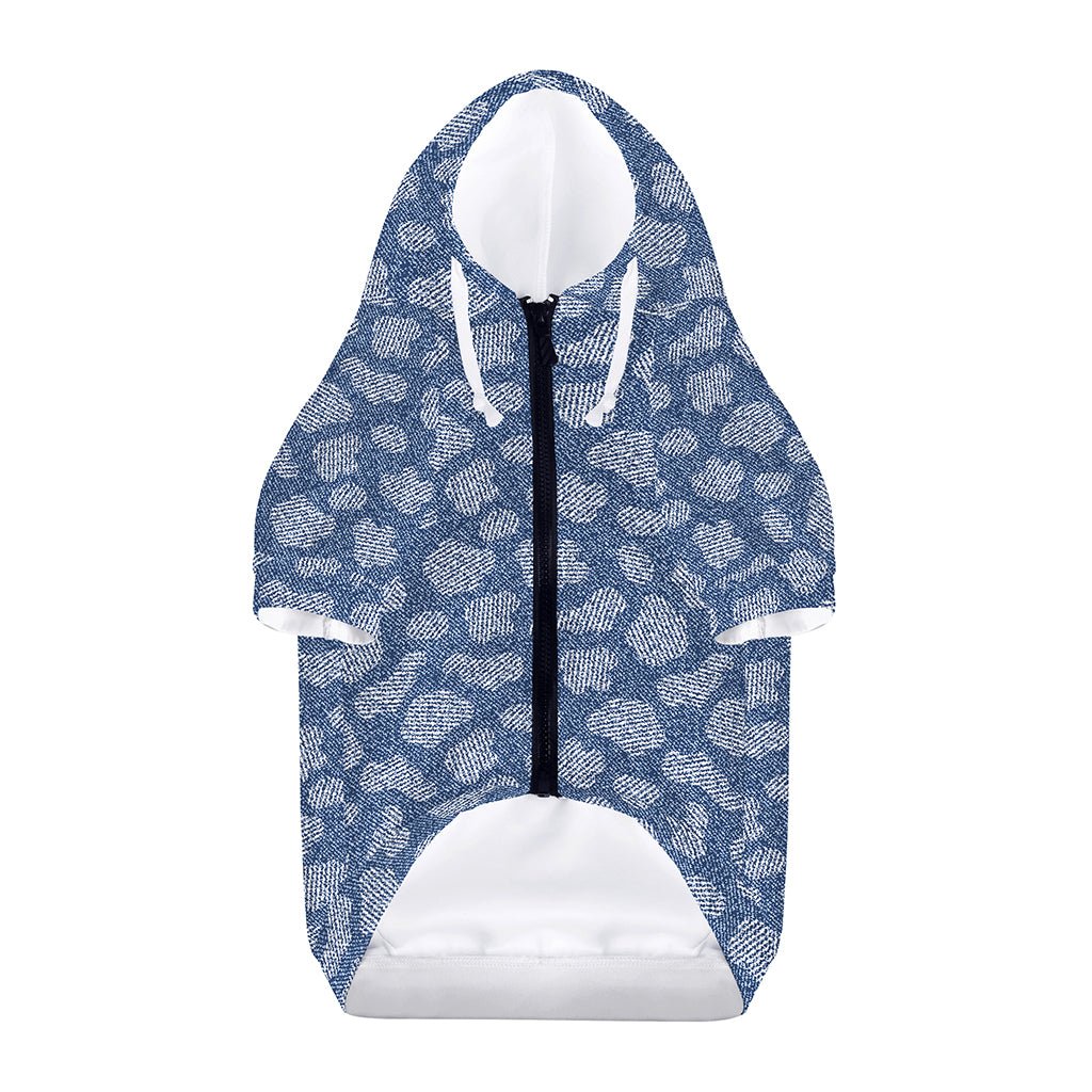 Cow Denim Jeans Pattern Print Dog Zip Up Hoodie