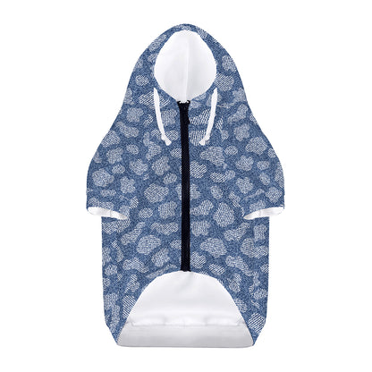 Cow Denim Jeans Pattern Print Dog Zip Up Hoodie