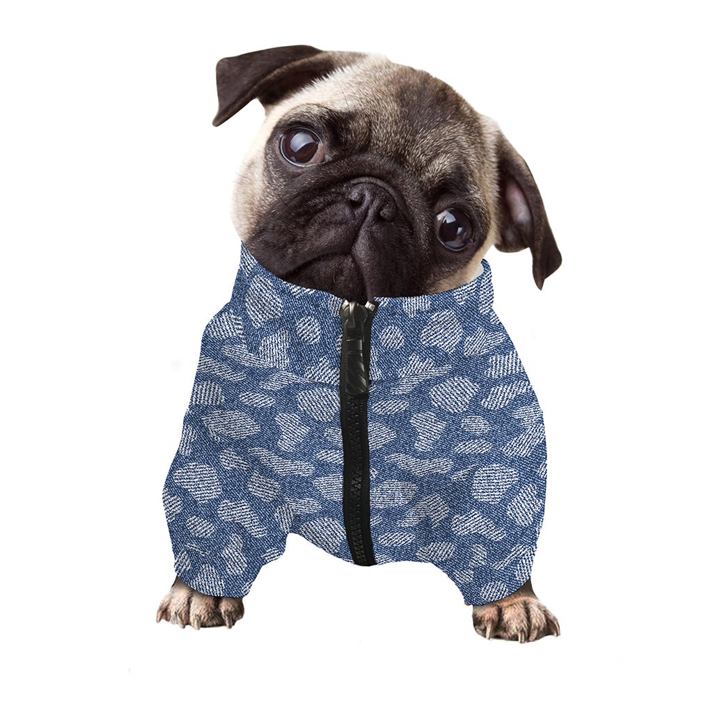 Cow Denim Jeans Pattern Print Dog Zip Up Jacket