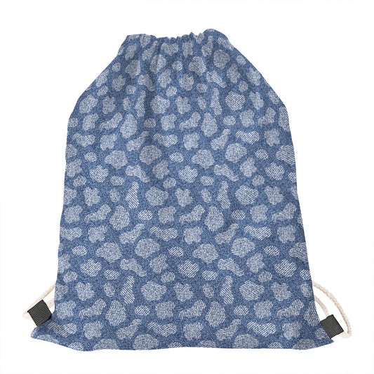 Cow Denim Jeans Pattern Print Drawstring Bag