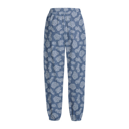Cow Denim Jeans Pattern Print Fleece Lined Knit Pants