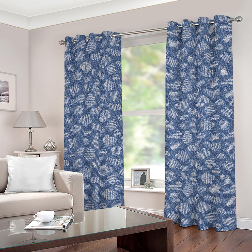 Cow Denim Jeans Pattern Print Grommet Curtains