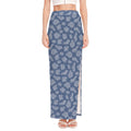 Cow Denim Jeans Pattern Print High Slit Maxi Skirt
