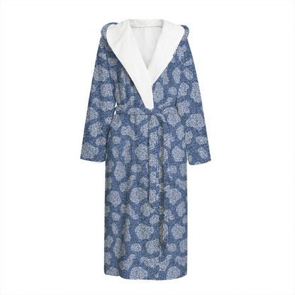 Cow Denim Jeans Pattern Print Hooded Bathrobe
