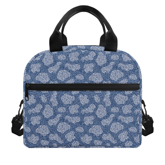 Cow Denim Jeans Pattern Print Insulated Lunch Bag