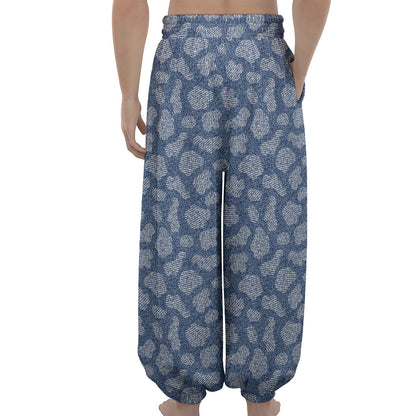 Cow Denim Jeans Pattern Print Lantern Pants