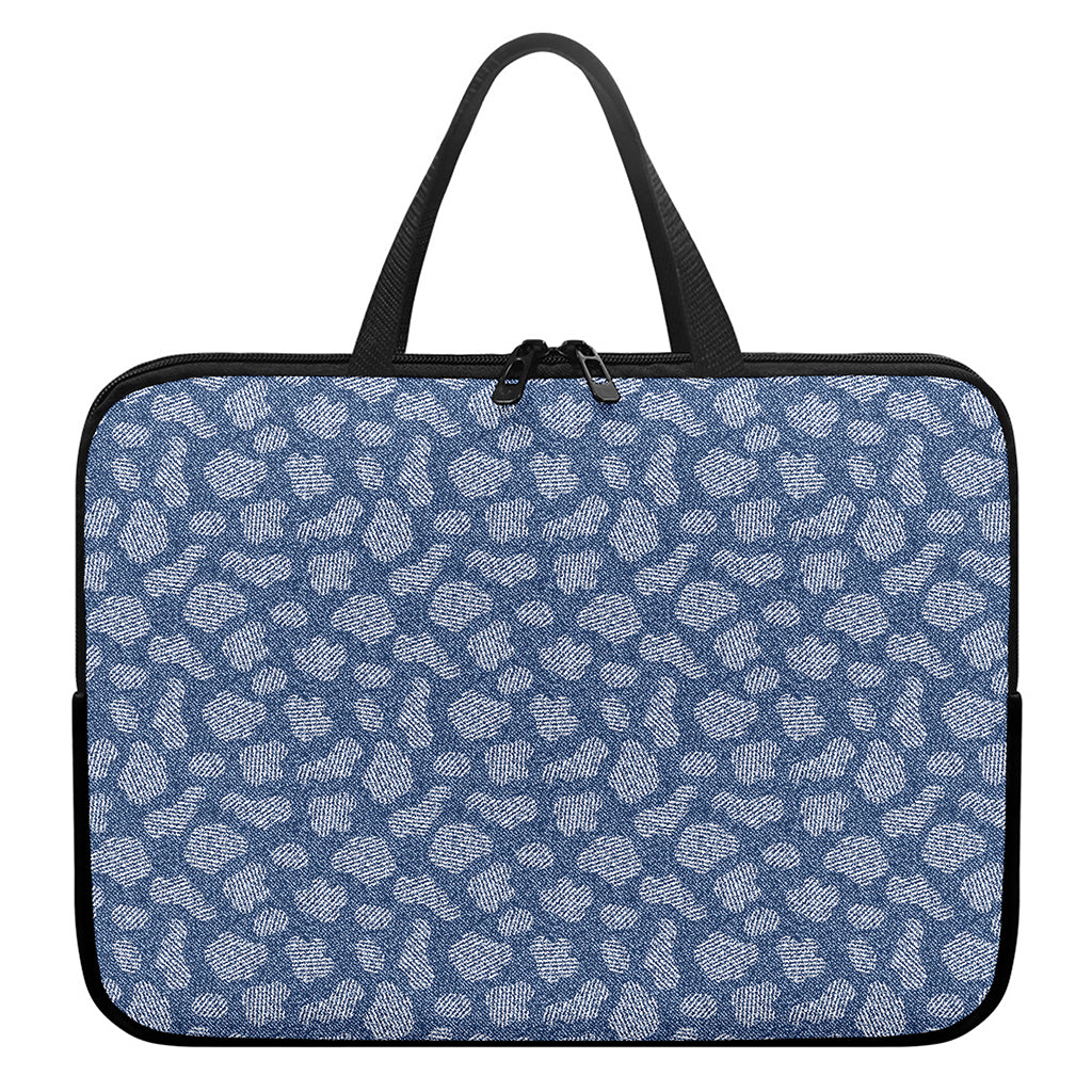 Cow Denim Jeans Pattern Print Laptop Sleeve With Handle