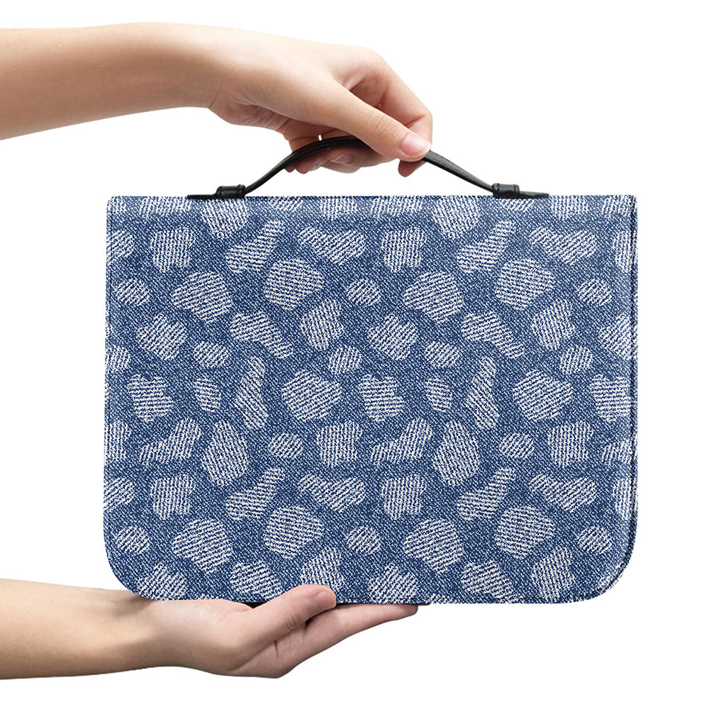 Cow Denim Jeans Pattern Print Leather Bible Cover