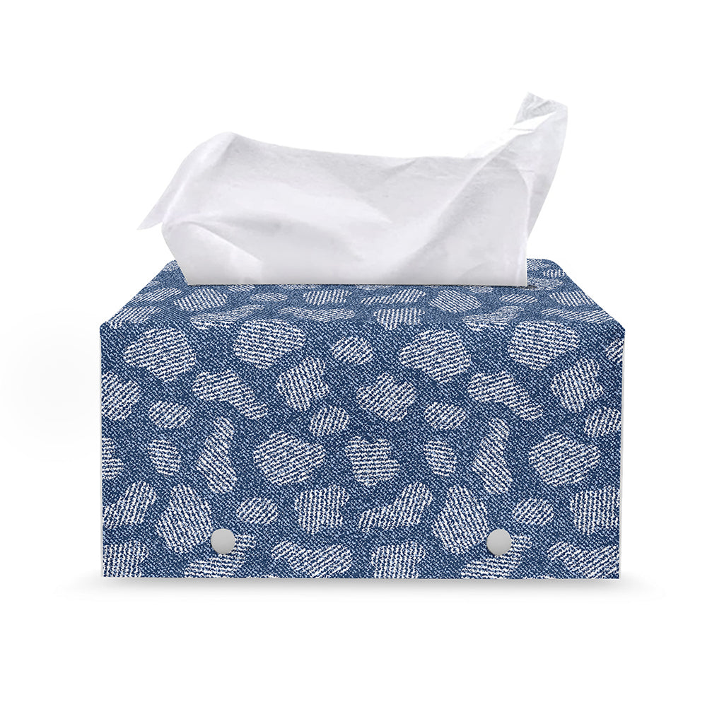 Cow Denim Jeans Pattern Print Leather Tissue Box Cover