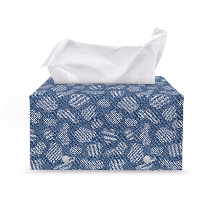 Cow Denim Jeans Pattern Print Leather Tissue Box Cover