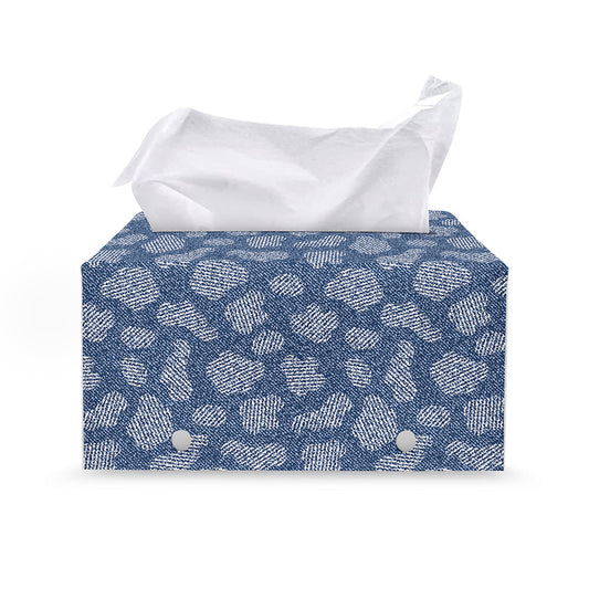 Cow Denim Jeans Pattern Print Leather Tissue Box Cover