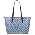 Cow Denim Jeans Pattern Print Leather Tote Bag With Zipper