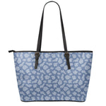 Cow Denim Jeans Pattern Print Leather Tote Bag